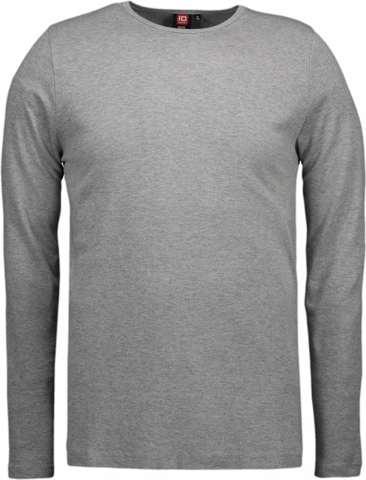 ID - Mens' Interlock T-Shirt Long-Sleeved - Grey Melange