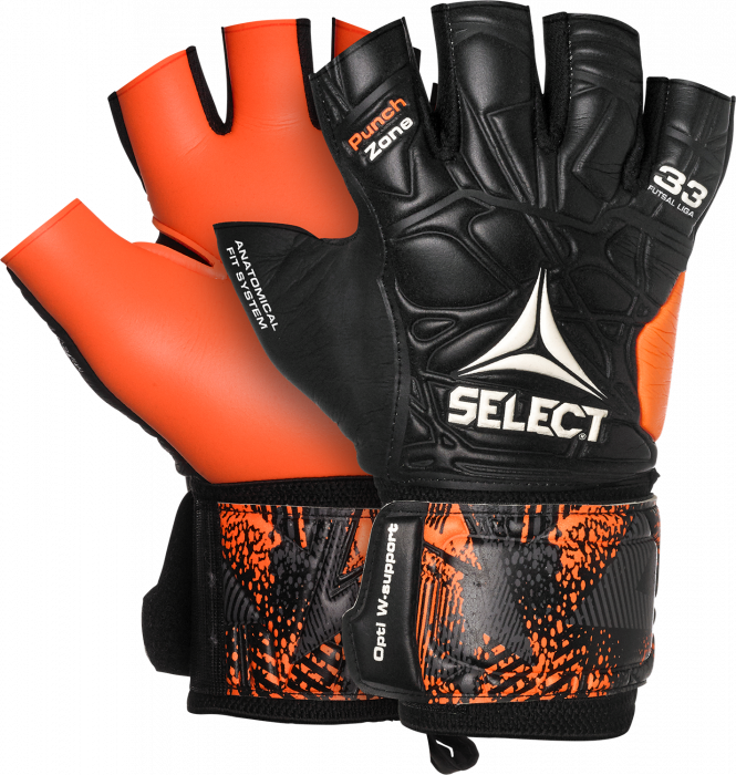 Select - 33 Futsal Liga Goalkeeper Gloves - Black & orange