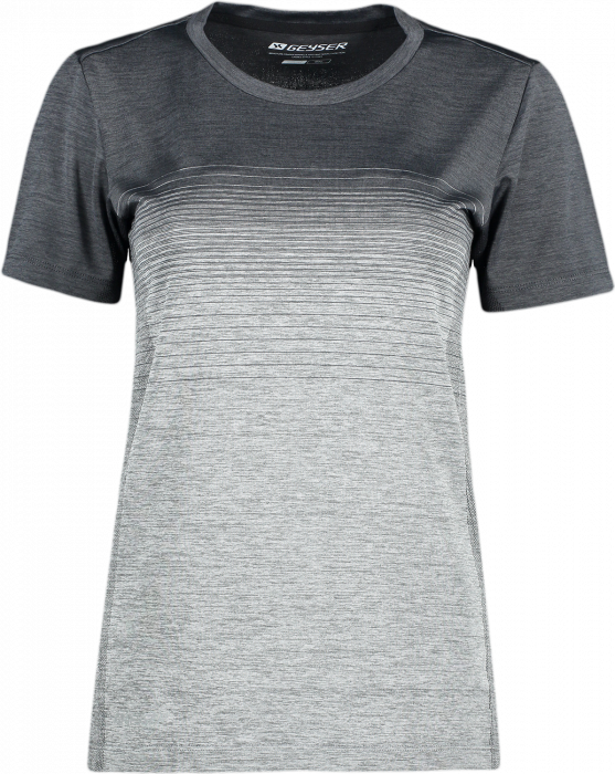 Geyser - Stribet T-Shirt Til Damer - Anthracite Melange & grå