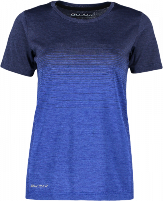 Geyser - Stribet T-Shirt Til Damer - Navy & kongeblå melange