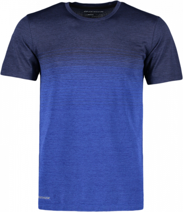 Geyser - Stribet Sømløs T-Shirt Herre - Navy & kongeblå melange