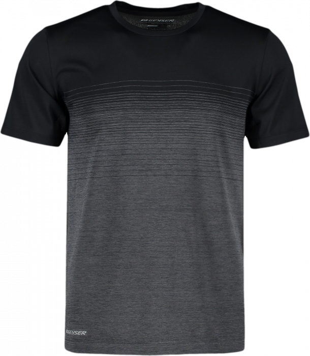 Geyser - Man Seamless Striped S/s T-Shirt - Black & anthracite melange
