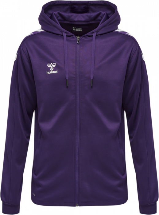 Hummel - Core Xk Poly Hoodie With Zipper - Purple Reign & white