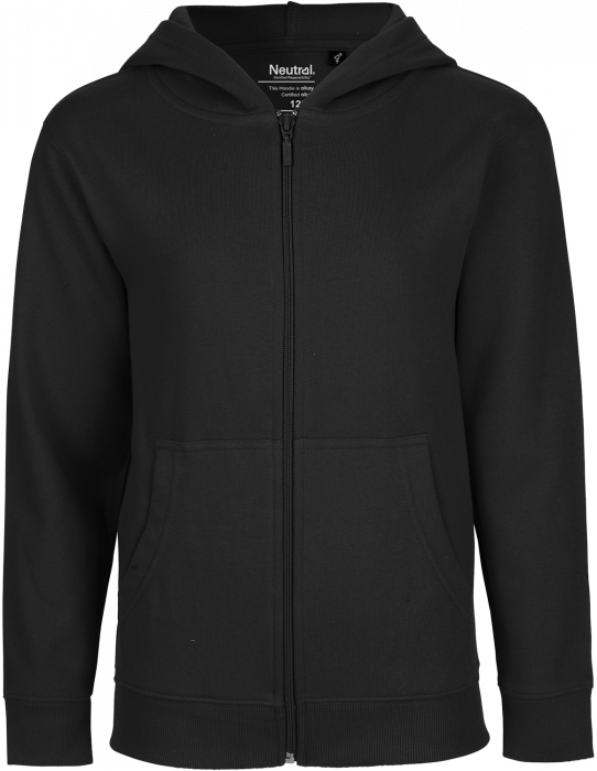 Neutral - Organic Cotton Hoodie With Full Zip Youth - Black