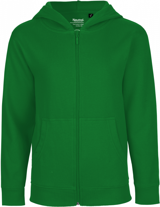 Neutral - Organic Cotton Hoodie With Full Zip Youth - Green