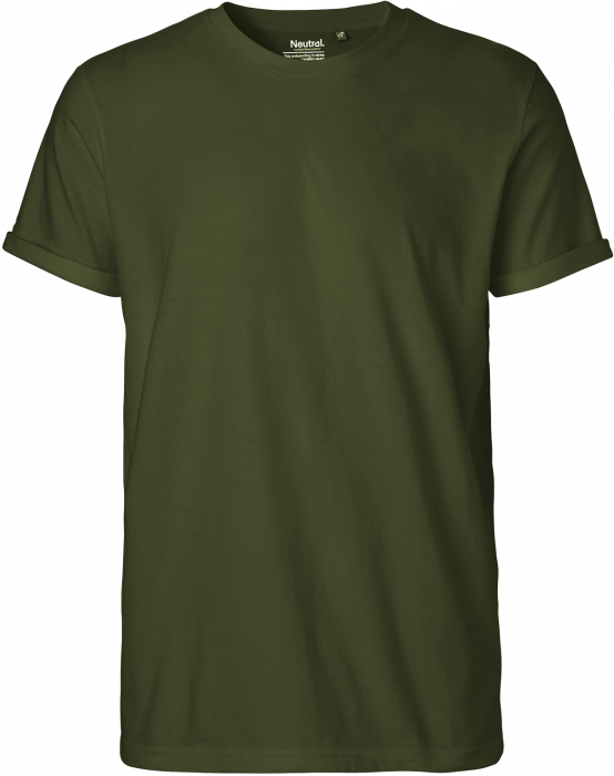 Neutral - Organic Mens Roll Up Sleeve Cotton T-Shirt - Military