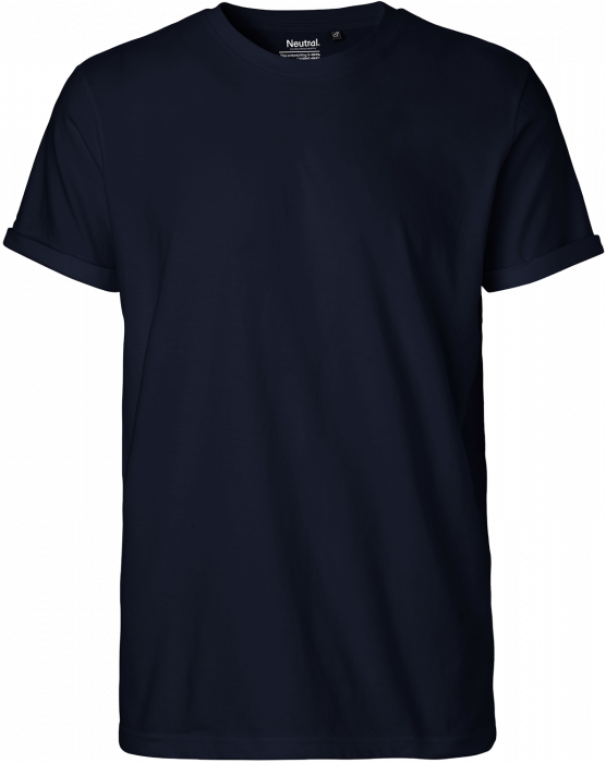 Neutral - Organic Mens Roll Up Sleeve Cotton T-Shirt - Navy