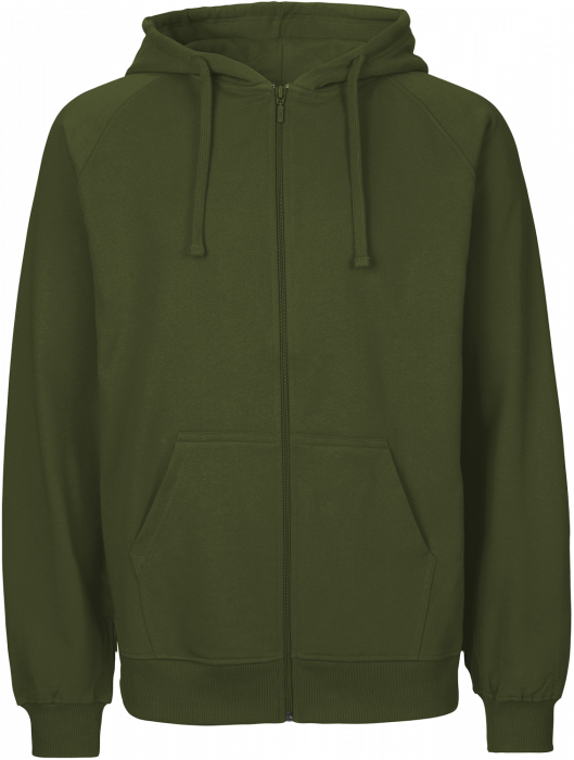 Neutral - Organic Cotton Hoodie With Full Zip Men - Military