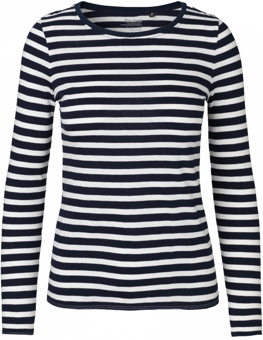Neutral - Stripede Long Sleeve T-Shirt Female - White & marinho