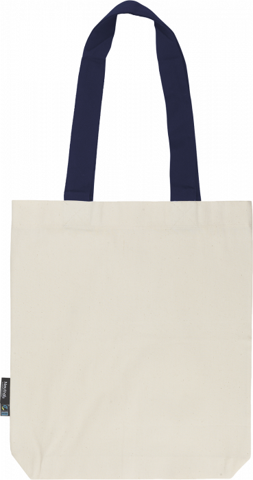 Neutral - Organic Tote Bag With Contrast Handles - Nature & marinho